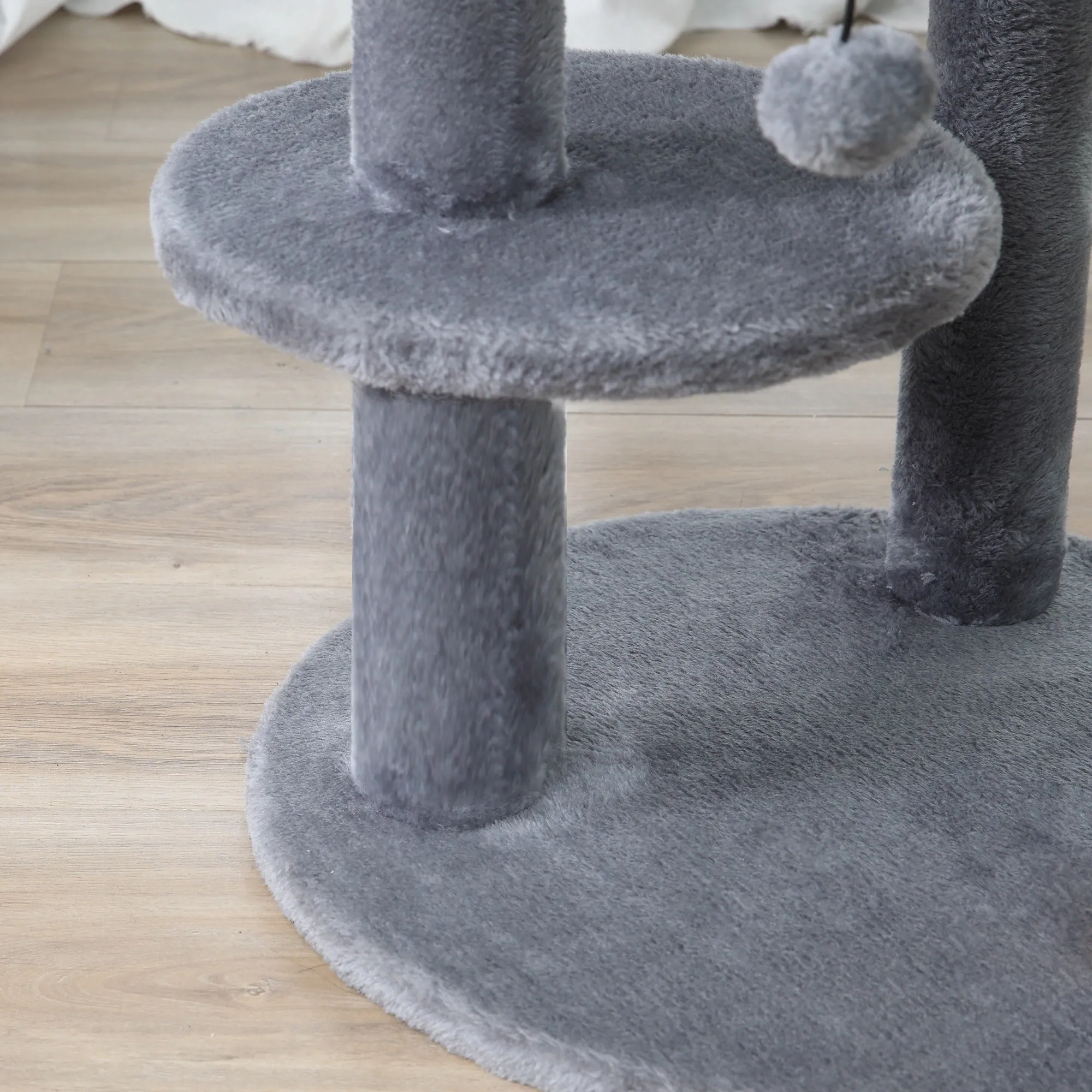 104 cm Cat Tree, Cat Condo Tree Tower, Cat Activity Centre with Scratching Posts, Plush Perch, Hanging Ball - Grey