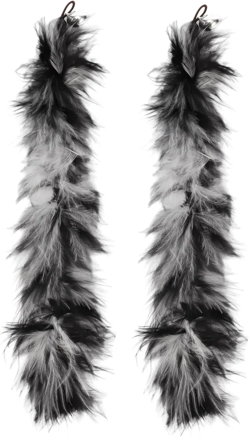 2 Pcs Feather Cat Wand Replacement for Pet Interactive, Cat Wand Refill Attachments for Indoor and Outdoor Cats, Gray Black