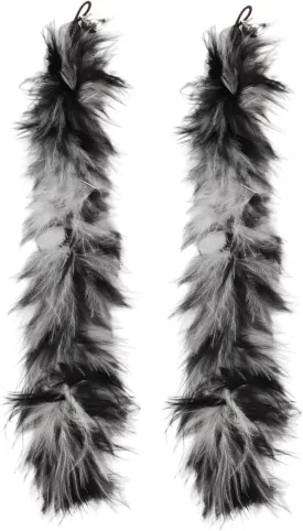 2 Pcs Feather Cat Wand Replacement for Pet Interactive, Cat Wand Refill Attachments for Indoor and Outdoor Cats, Gray Black