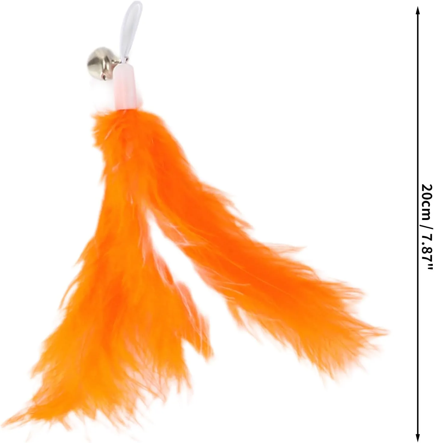 2 Pcs Feather Cat Wand Replacement for Pet Interactive, Cat Wand Refill Attachments for Indoor and Outdoor Cats, Orange White