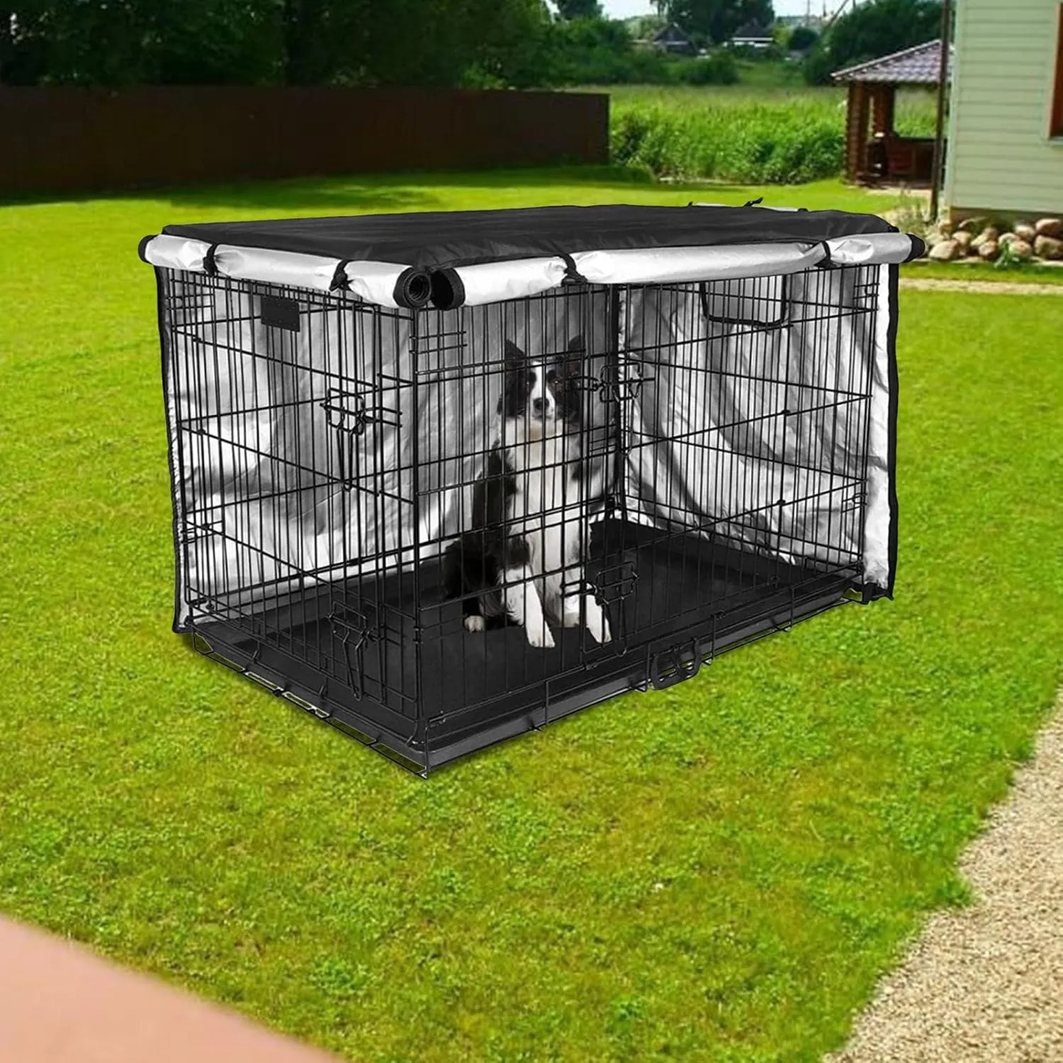 24-42 Inches Dog Crate, Cloth Pet Kennel, Privacy Dog Crate, Dog Kennel, Fit for Wire Dog Crate, Waterproof Fabric with Double Door, Black