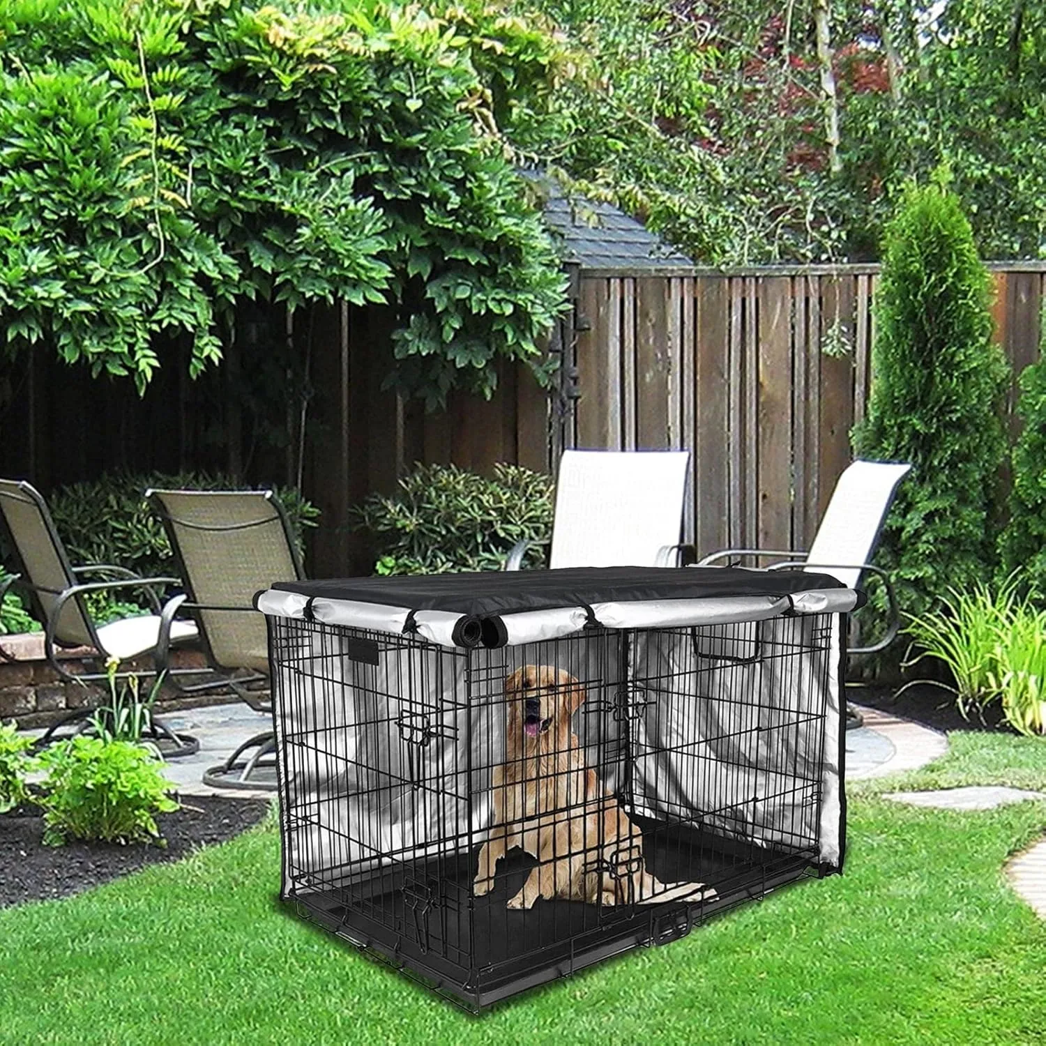 24-42 Inches Dog Crate, Cloth Pet Kennel, Privacy Dog Crate, Dog Kennel, Fit for Wire Dog Crate, Waterproof Fabric with Double Door, Black