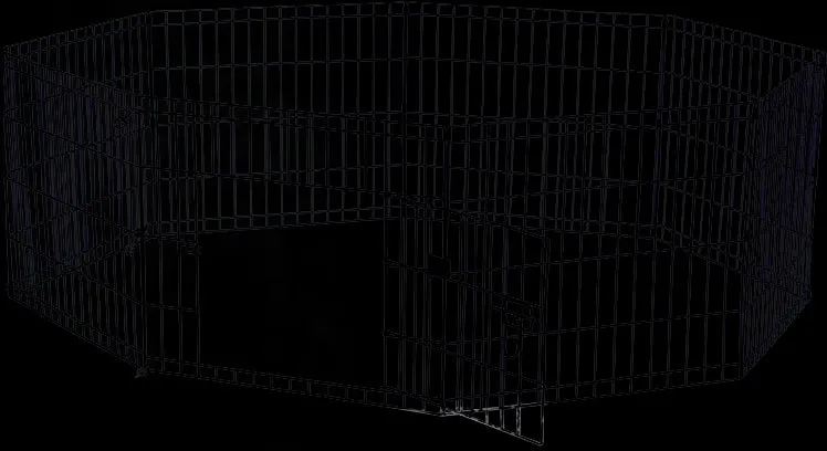 24" Black Powder-Coated Steel Pet Playpen, 8 Panels
