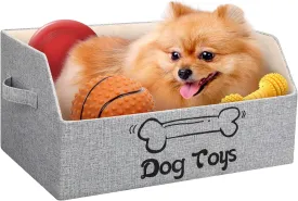 2X Thicker Large Dog Toy Bin Collapsible Dog Toy Box Sturdy Dog Toy Basket Puppy Toy Storage Bed for Organizing Dog Toys Treats Clothes and Accessories