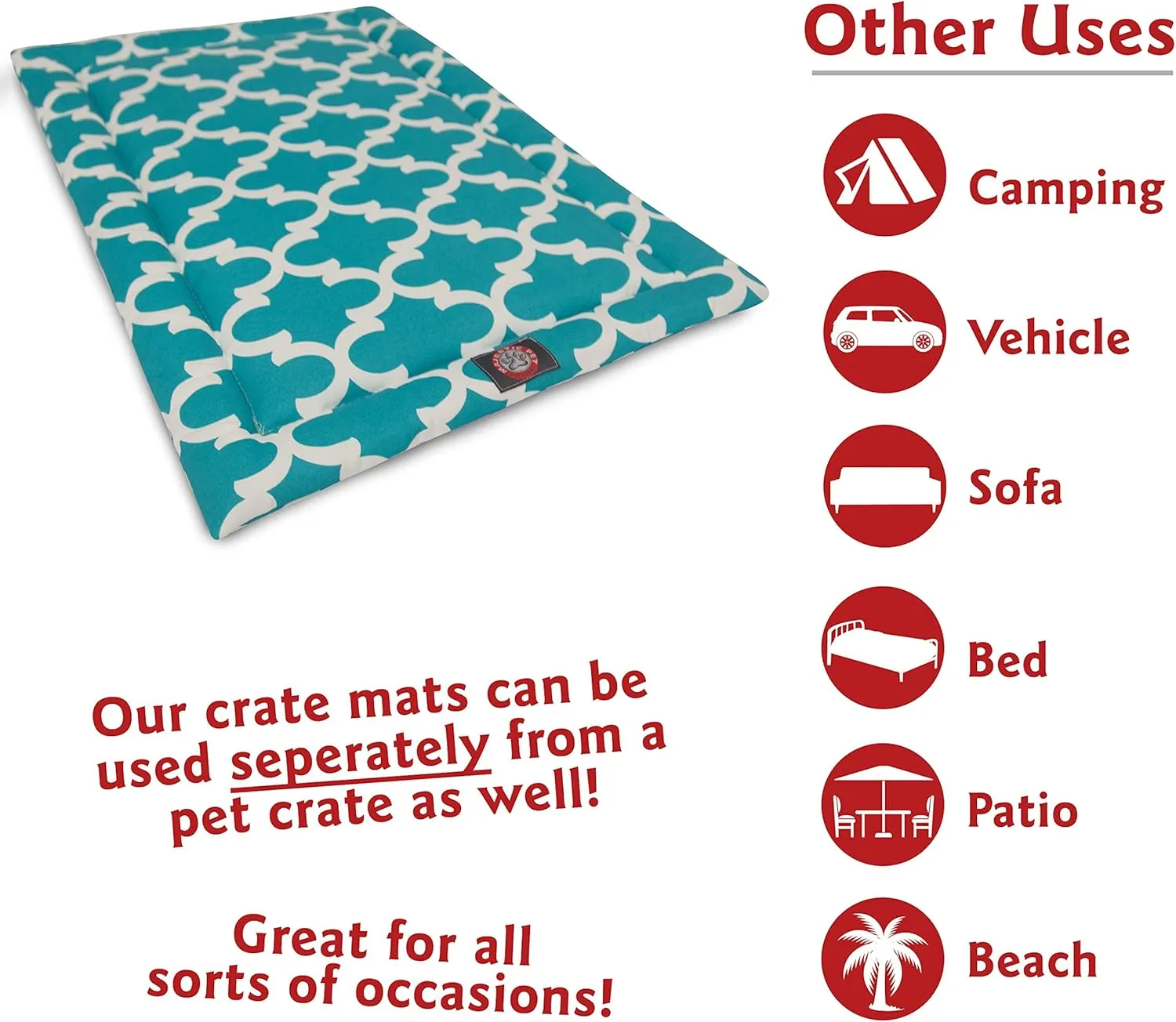 36" Trellis Teal Blue Crate Dog Bed Mat By Majestic Pet Products