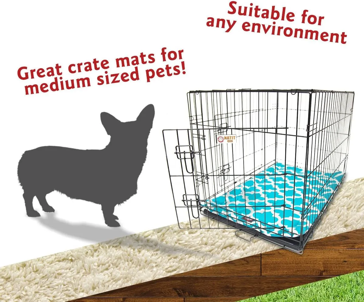 36" Trellis Teal Blue Crate Dog Bed Mat By Majestic Pet Products