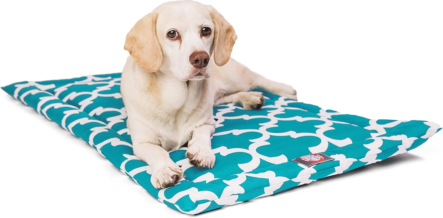36" Trellis Teal Blue Crate Dog Bed Mat By Majestic Pet Products