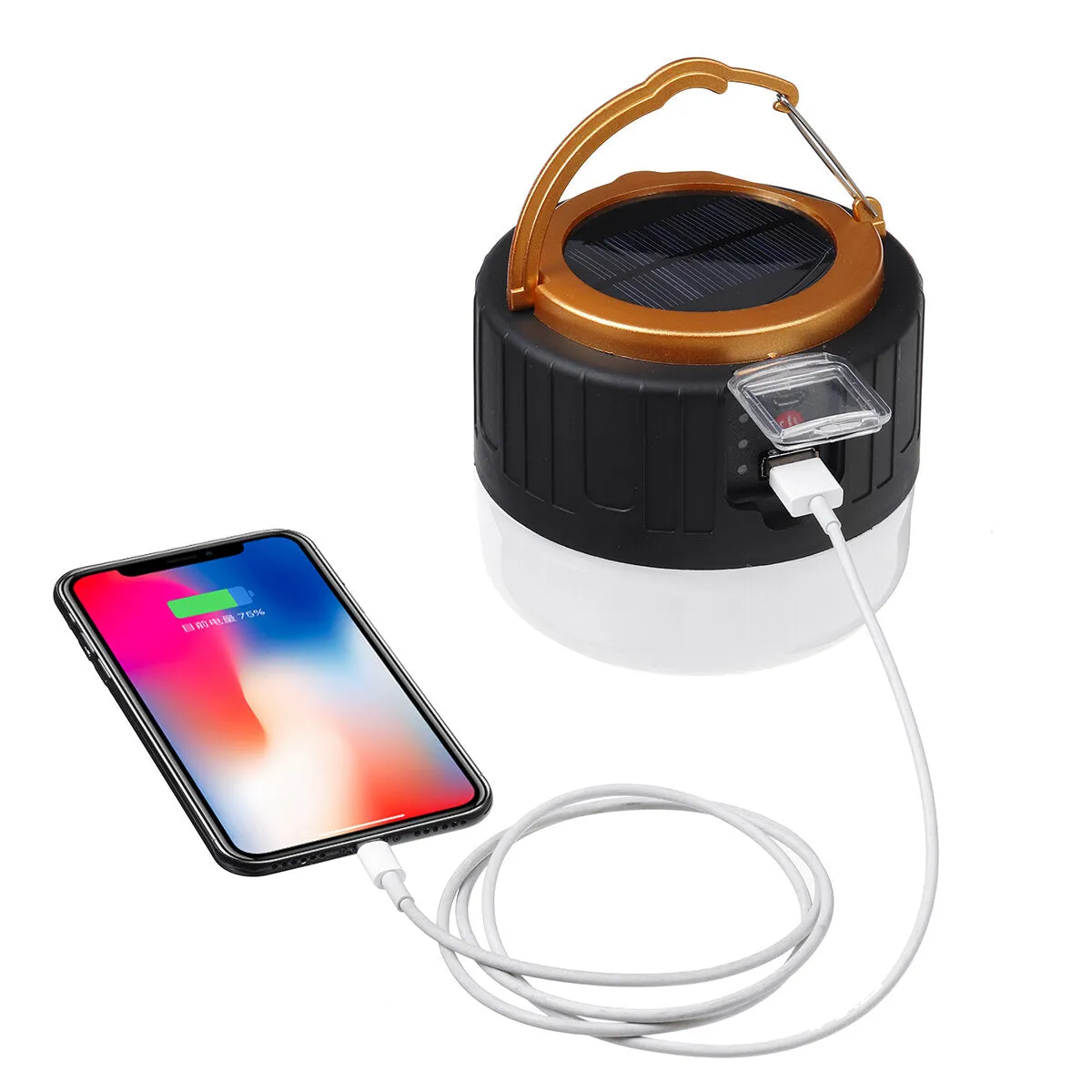 450W USB Rechargeable Solar LED Camping Light - Tent Lamp, Bulb Lantern, Flashlight