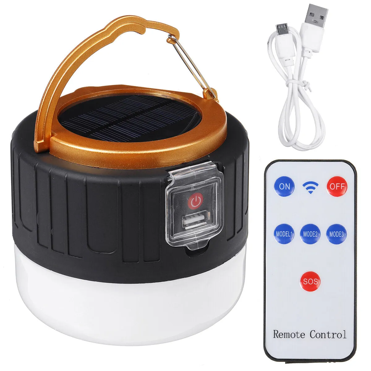 450W USB Rechargeable Solar LED Camping Light - Tent Lamp, Bulb Lantern, Flashlight
