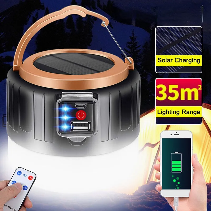 450W USB Rechargeable Solar LED Camping Light - Tent Lamp, Bulb Lantern, Flashlight