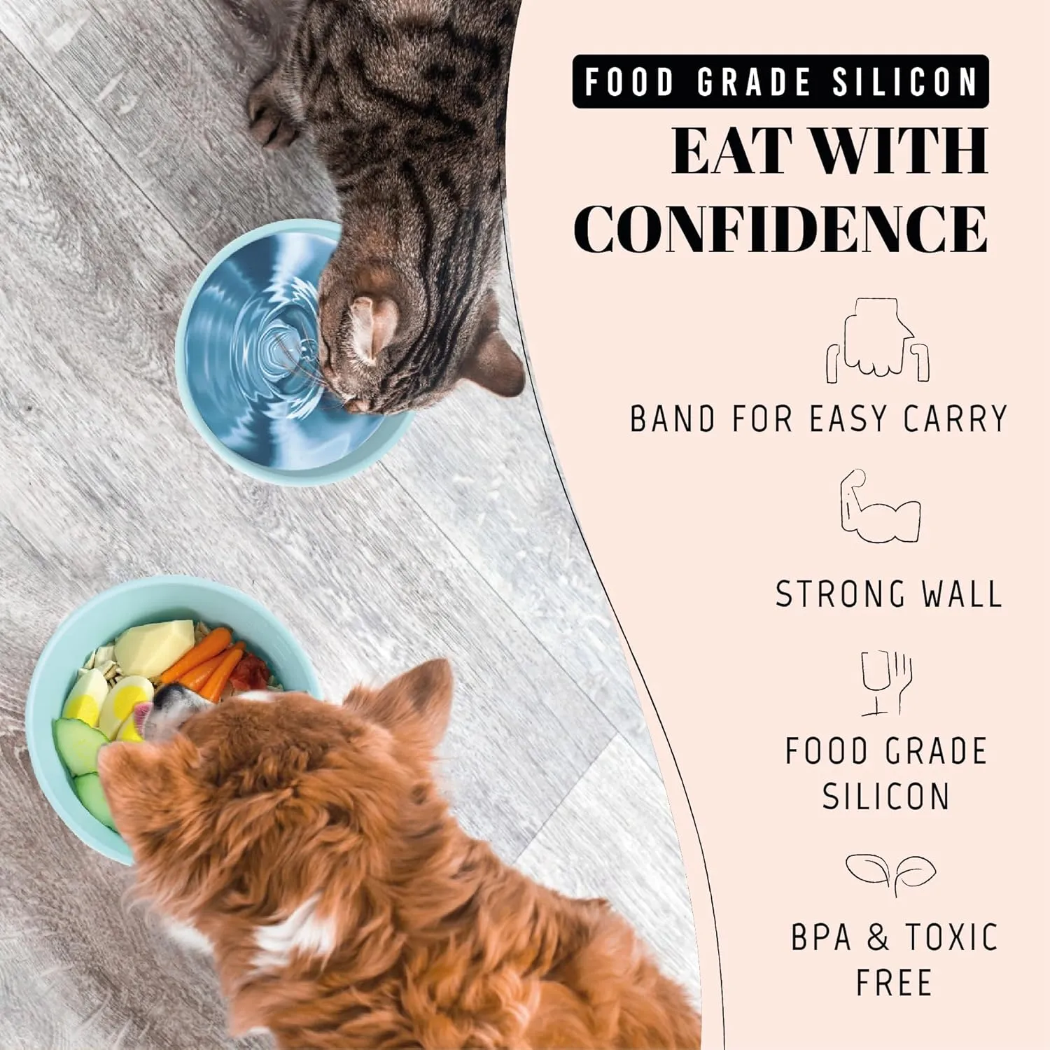 50 Oz Travel Dog Bowls with Lids, 2-in-1 Portable Pet Bowls for Food and Water, Leakproof Travel Dog Food & Water Bowl for Outdoor, Camping, Travel Dog Feeding Bowl, Daycare Pet Bowls