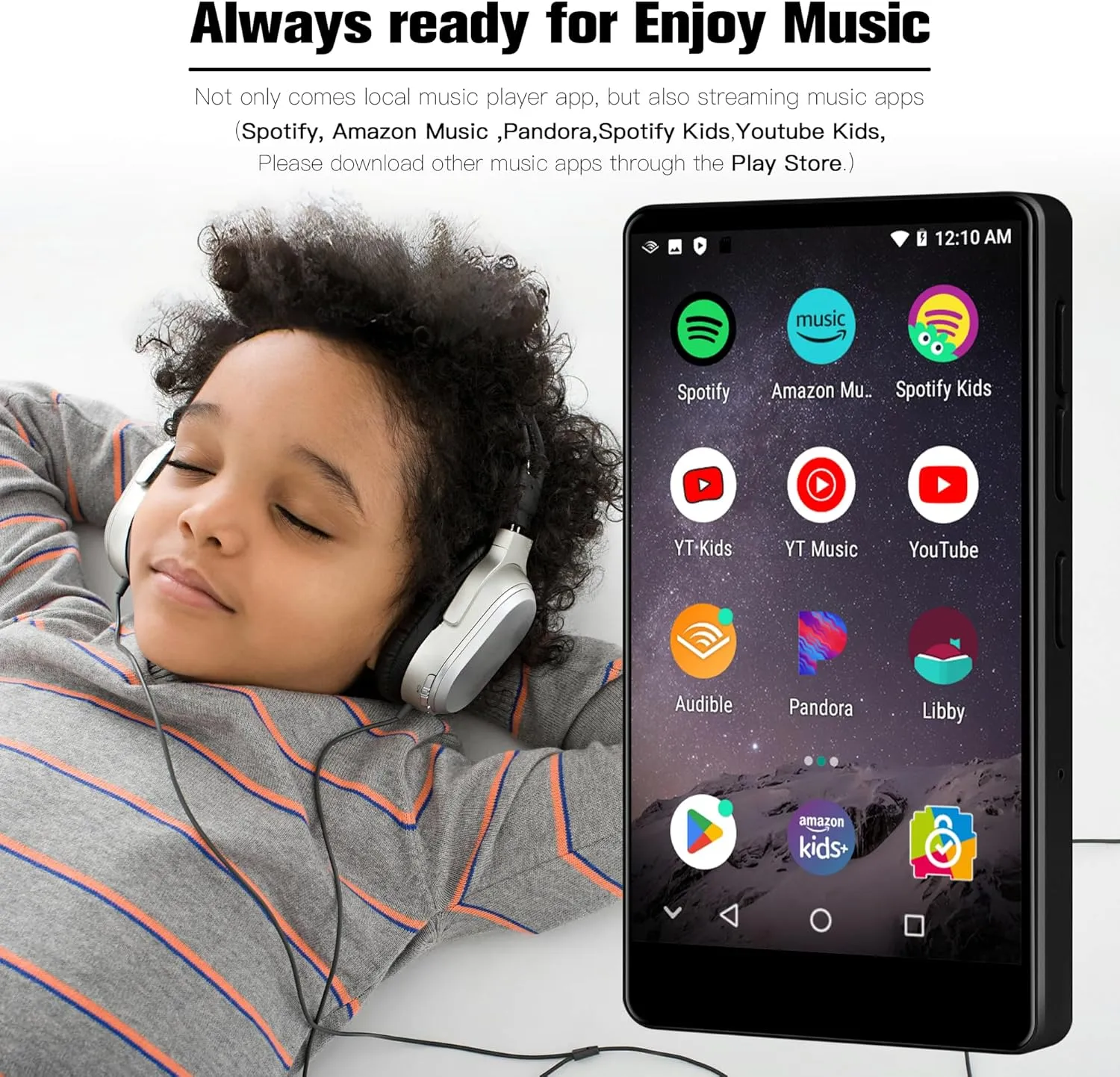 80GB MP3 Player with Bluetooth and WiFi, Mp3 & Mp4 Music Player with Spotify, Amazon Music,YouTube, Audible, Browser, 4.0" IPS Touch Screen Android Player with Speaker,FM Radio 2000mAh,Up to 1TB