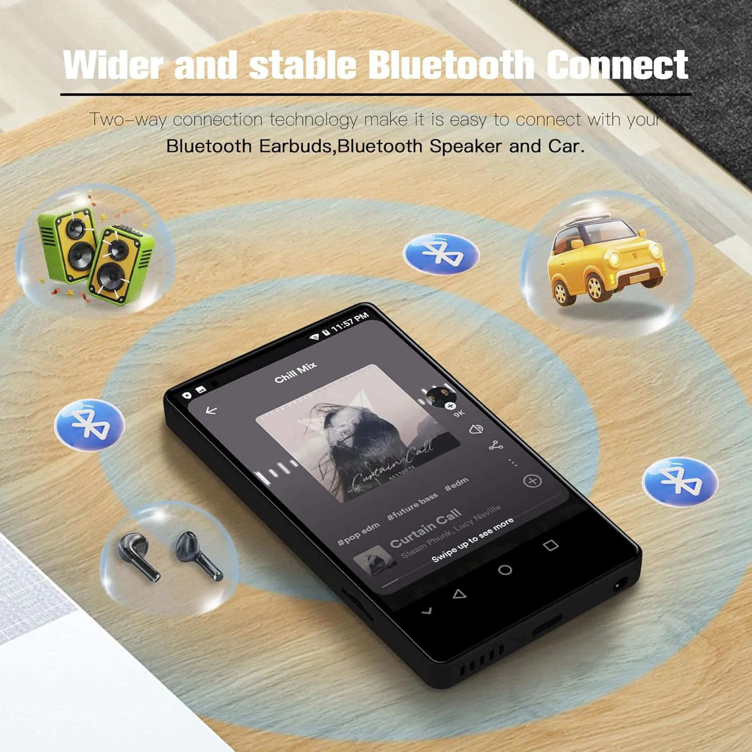 80GB MP3 Player with Bluetooth and WiFi, Mp3 & Mp4 Music Player with Spotify, Amazon Music,YouTube, Audible, Browser, 4.0" IPS Touch Screen Android Player with Speaker,FM Radio 2000mAh,Up to 1TB