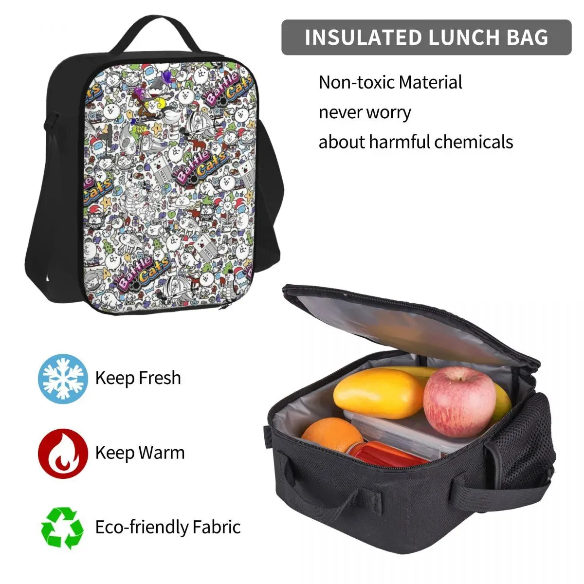 Adventure Awaits with Cat Battle Children's School Bags Pencil case and lunch bag 3 in 1 - Let the Fun Begin!
