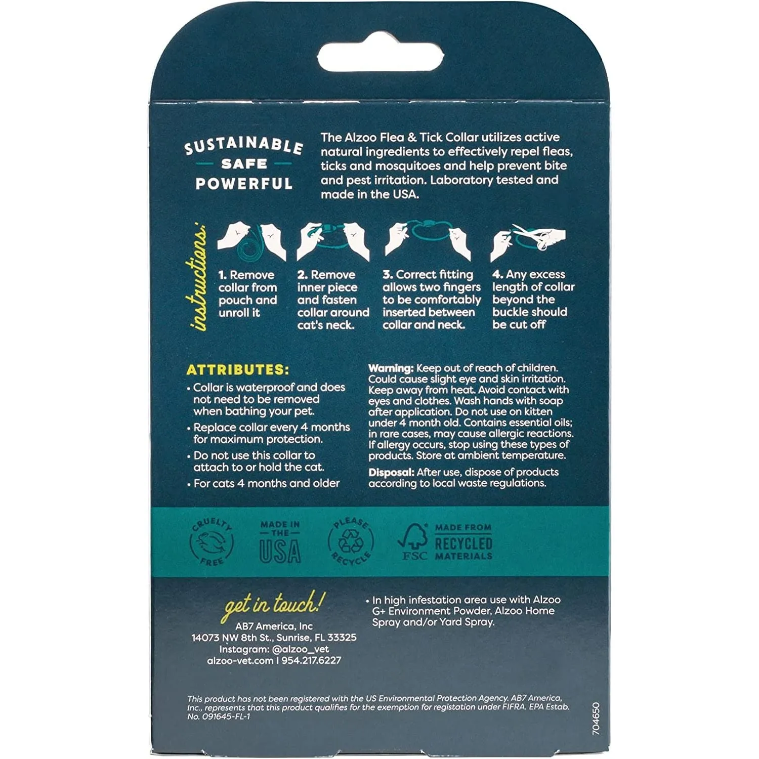 ALZOO Natural Flea & Tick Collar for Cats