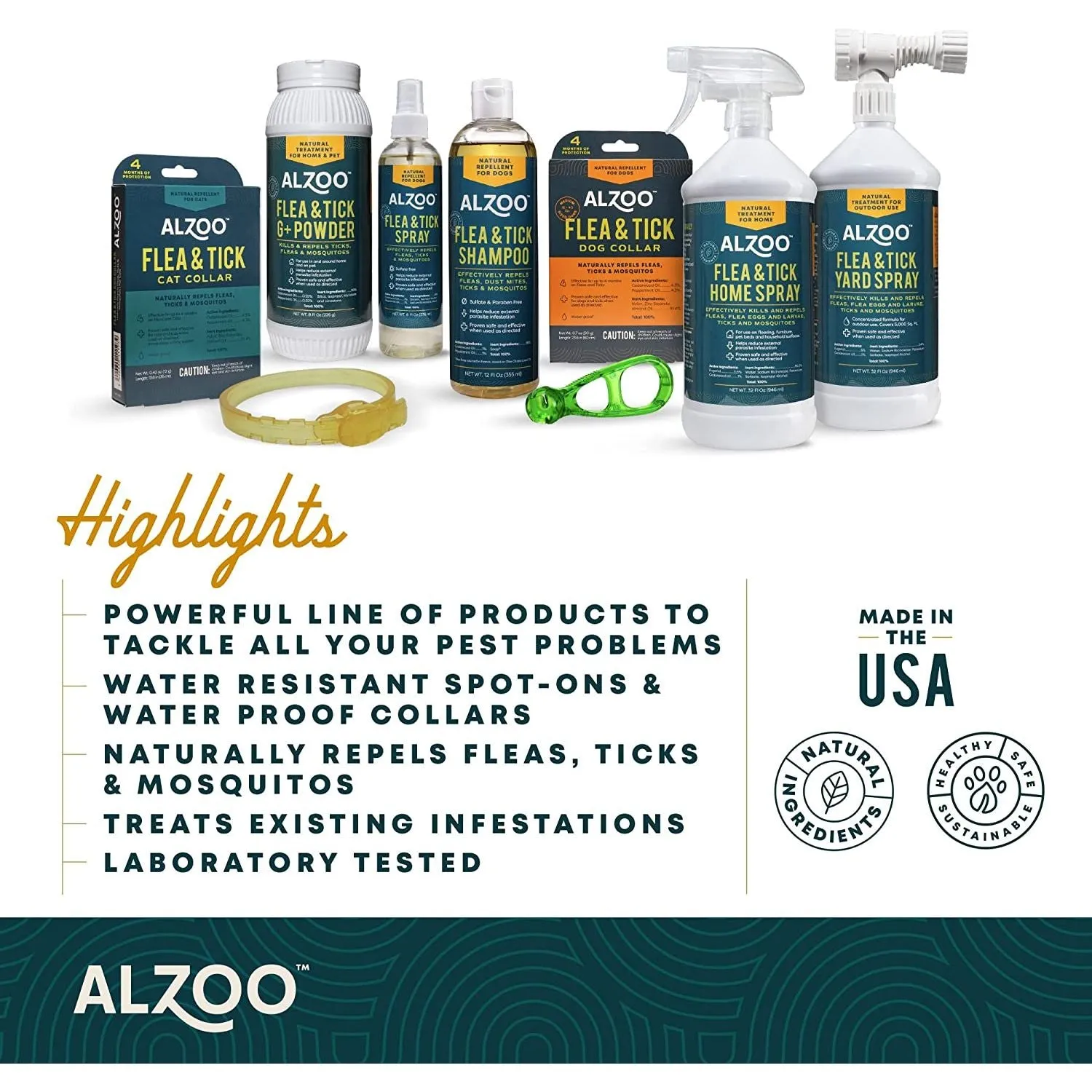 ALZOO Natural Flea & Tick Collar for Cats