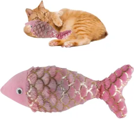 Andiker Cat Fish Toys, 10 Inches Plush Catnip Toys with Soft Rainbow Scales and Cotton Hugging, Biting and Chewing Interactive Cat Toys for Indoor Cats and Kitten (Colorful, L)