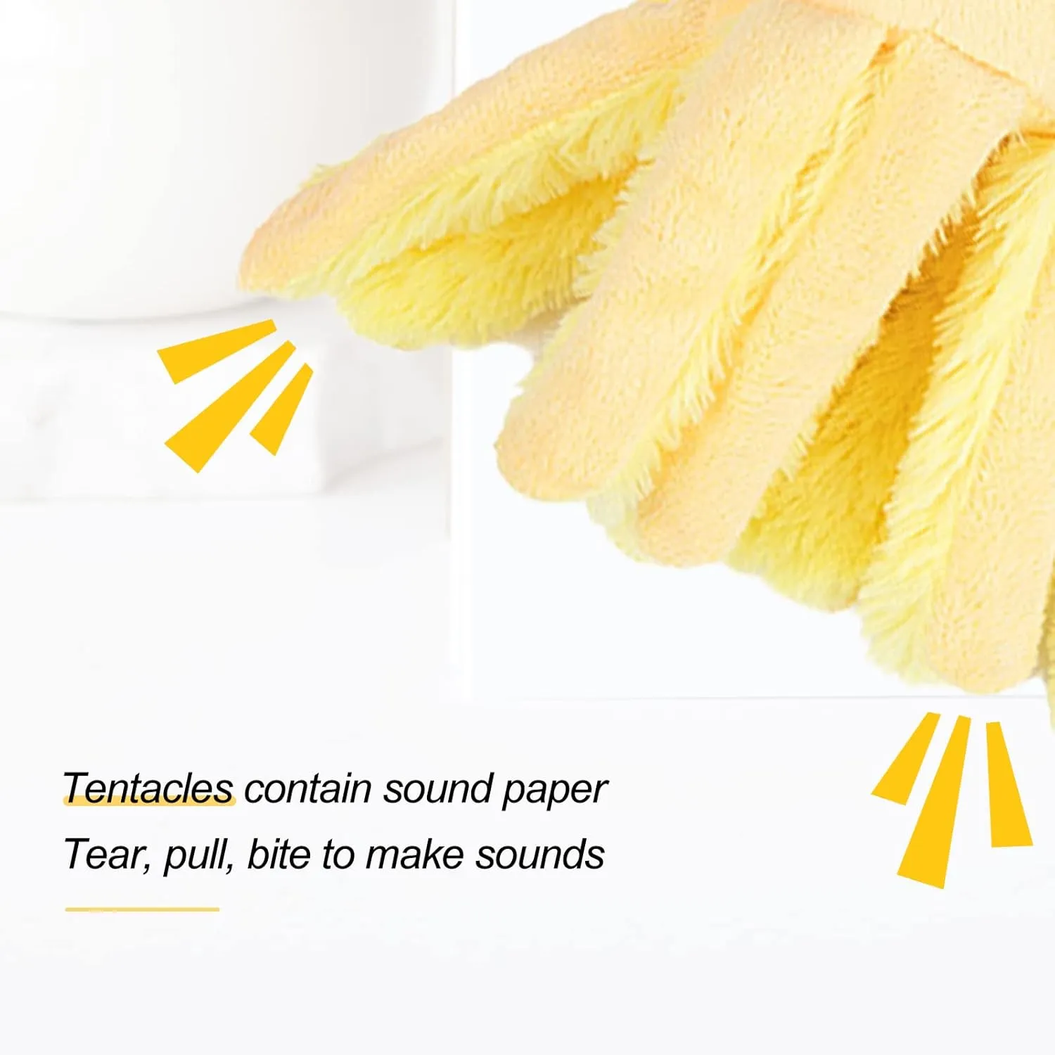 Andiker Octopus-Shaped Plush Toys with Crinkle Paper - Interactive Cat Toys for Indoor Scratching and Chewing - Kitten Gifts and Cat Lovers (Yellow)