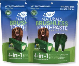 Ark Naturals Brushless Toothpaste  Medium Breeds, 18oz Bag, 2-Pack  Dog Dental Chew with Toothpaste Center  Freshen Breath and Reduce Plaque & Tartar with Dental Chews for Dogs