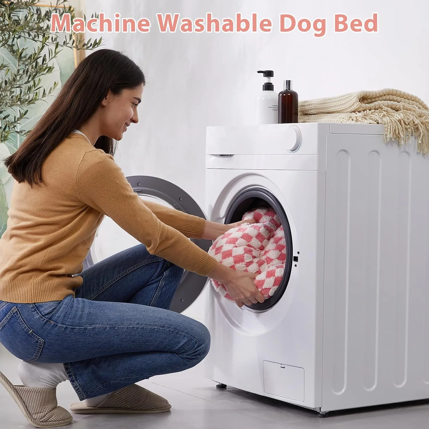 BFPETHOME Donut Dog Beds for Small Dogs, Round Cat Beds for Indoor Cats, Calming Pet Bed for Puppy and Kitty with Non-Slip Bottom, Cute Fancy Dog Bed Machine Washable Plush Fabric