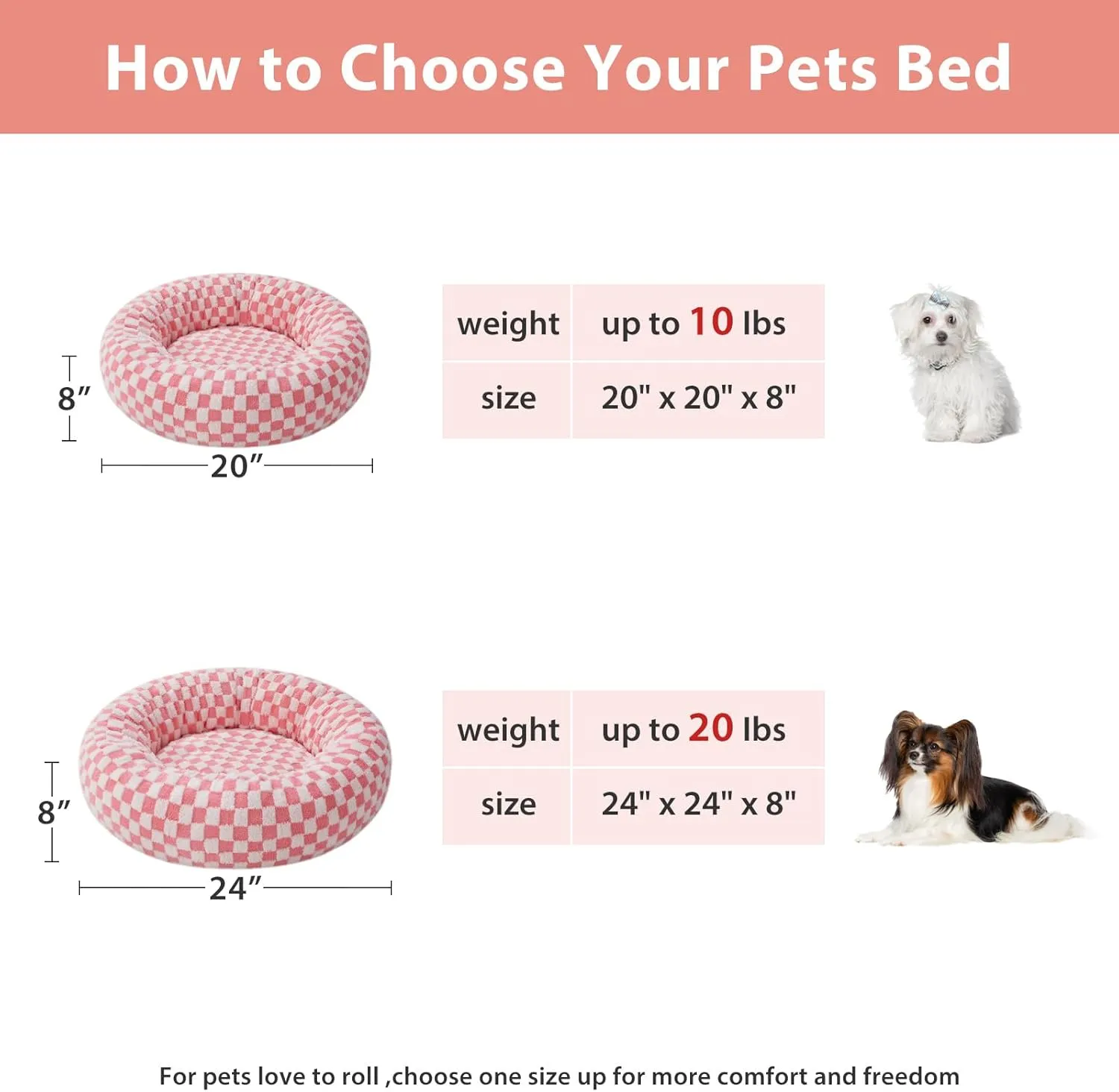BFPETHOME Donut Dog Beds for Small Dogs, Round Cat Beds for Indoor Cats, Calming Pet Bed for Puppy and Kitty with Non-Slip Bottom, Cute Fancy Dog Bed Machine Washable Plush Fabric