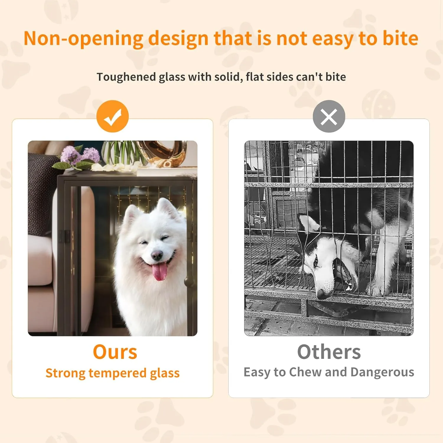 BingoPaw Clear Dog Crate Furniture: Indoor Large Dog End Table Crate Made by 4mm Thick Transparent Tempered Glass and Aluminum Frame - Doggy Metal Drop Cage on Wheels with Removable Tray and Two Doors