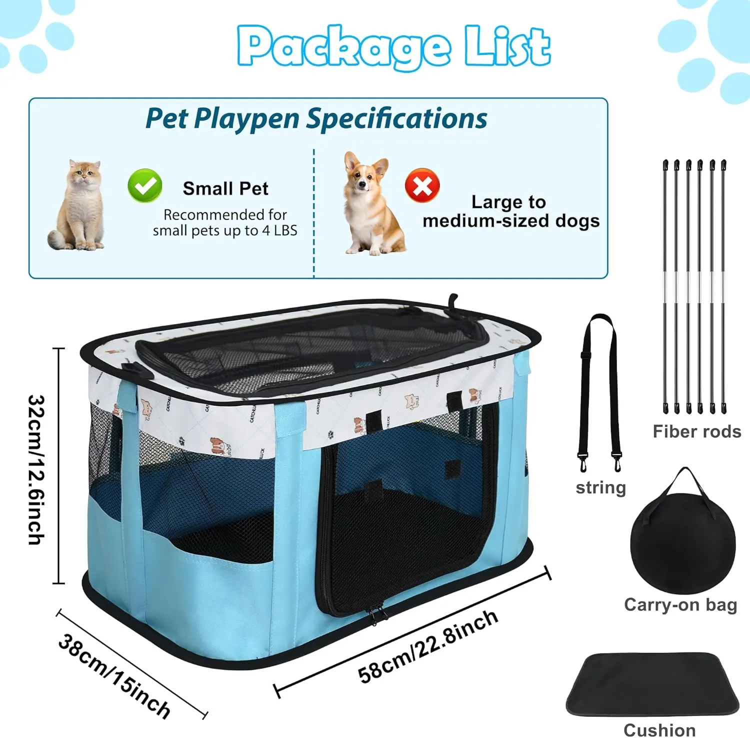 Cat Carrying Case Pet Dog Carrier Soft-Sided Bag Carrier Cat Bag Airline Approved Collapsible Travel Puppy Carrier, Blue