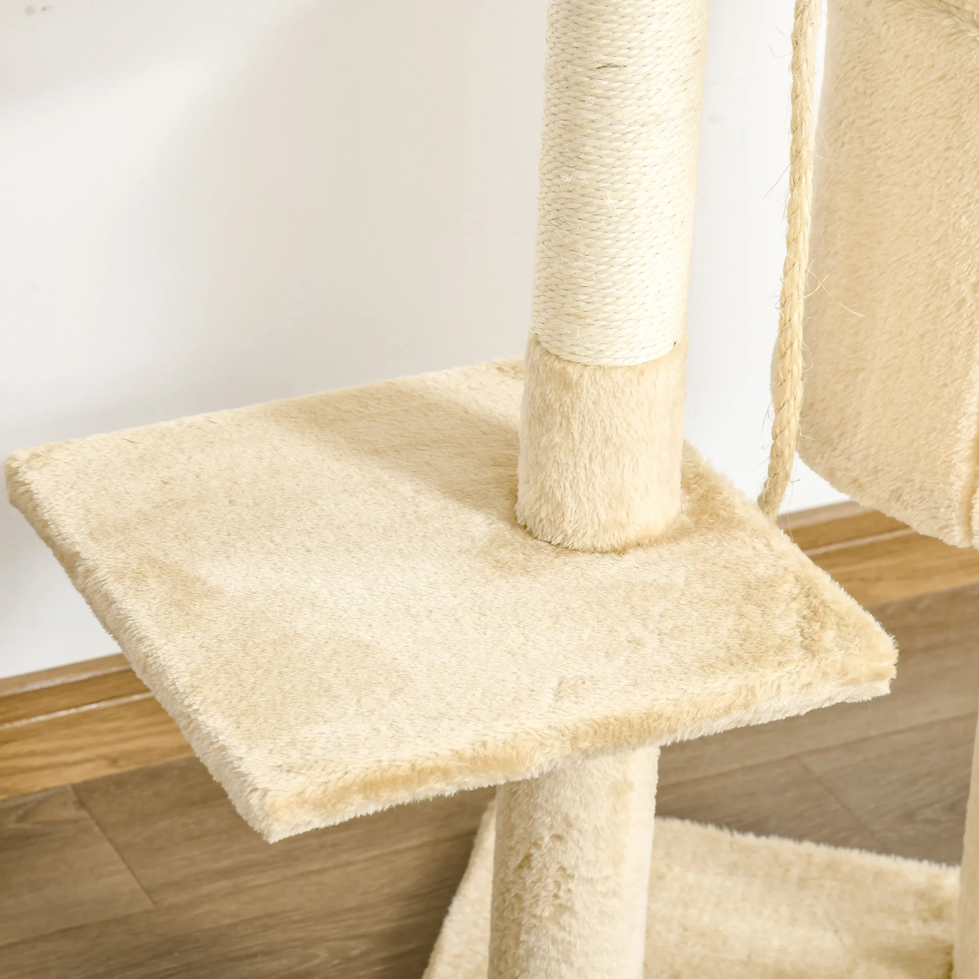 Cat Tree for Indoor Cats Pet Activity Centre Kitty Condo Climbing Scratching Post with Toys 4-tier 114cm Tall Beige