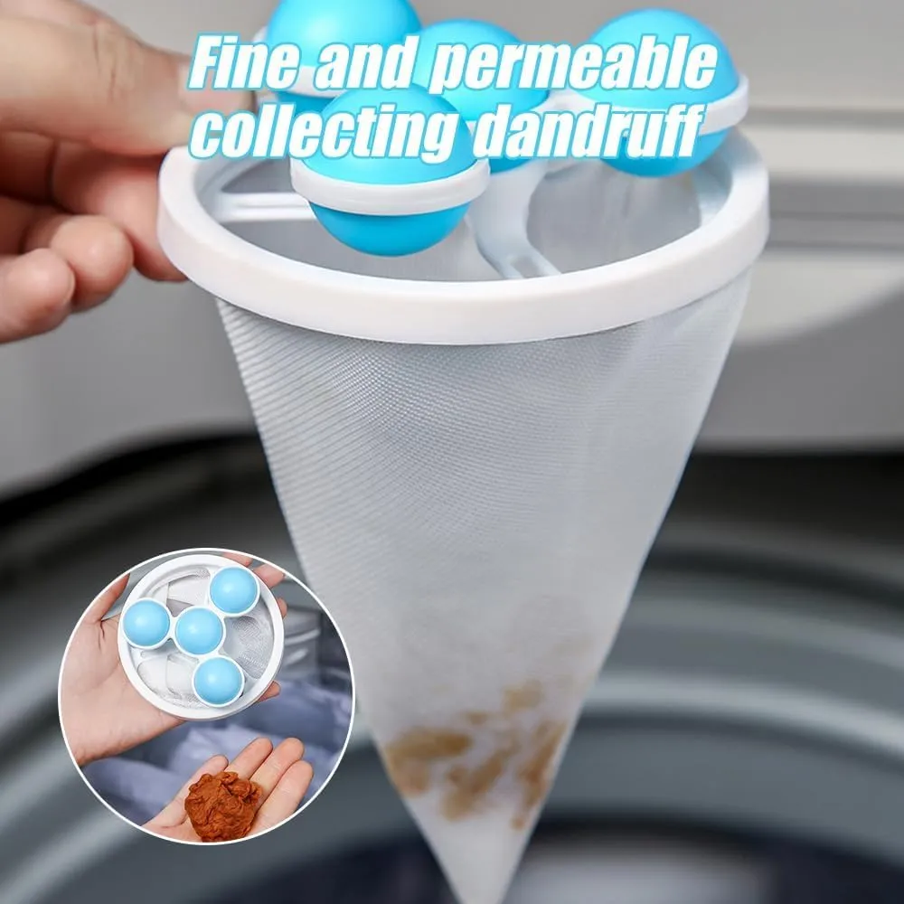 Cozycache Floating Lints Hair Catchers Ball, Reusable Cozycache Lint Catcher, Laundry Hair Catcher, Lint Remover for Washing Machine, Laundry Lint Filter Bags for Dog Cat Hair (3PCS Blue)
