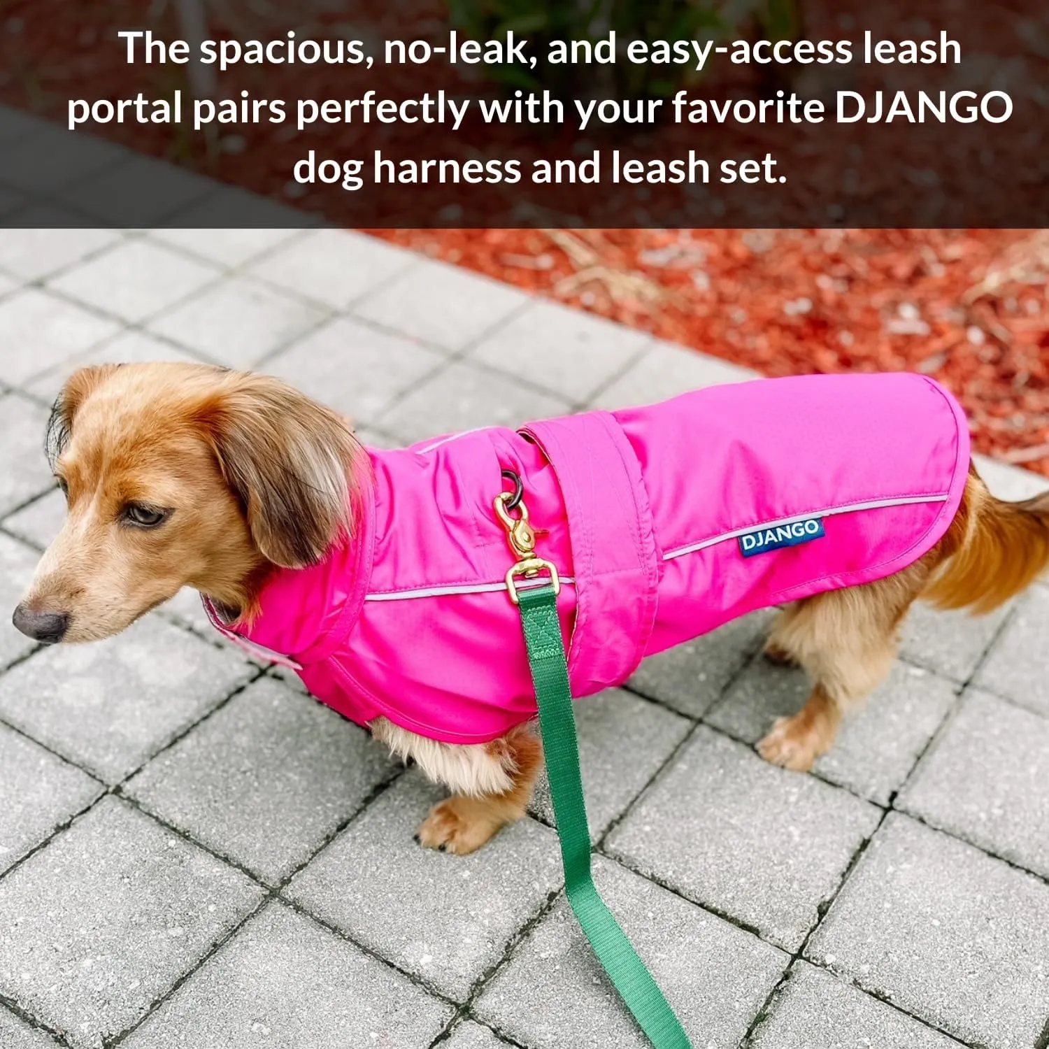 DJANGO City Slicker Waterproof Dog Raincoat and Lightweight Jacket for Long Dogs - Full Coverage Puppy Coat and Reflective Rain Slicker and Windbreaker - Adjustable with Harness Hole (Kombu, Large)