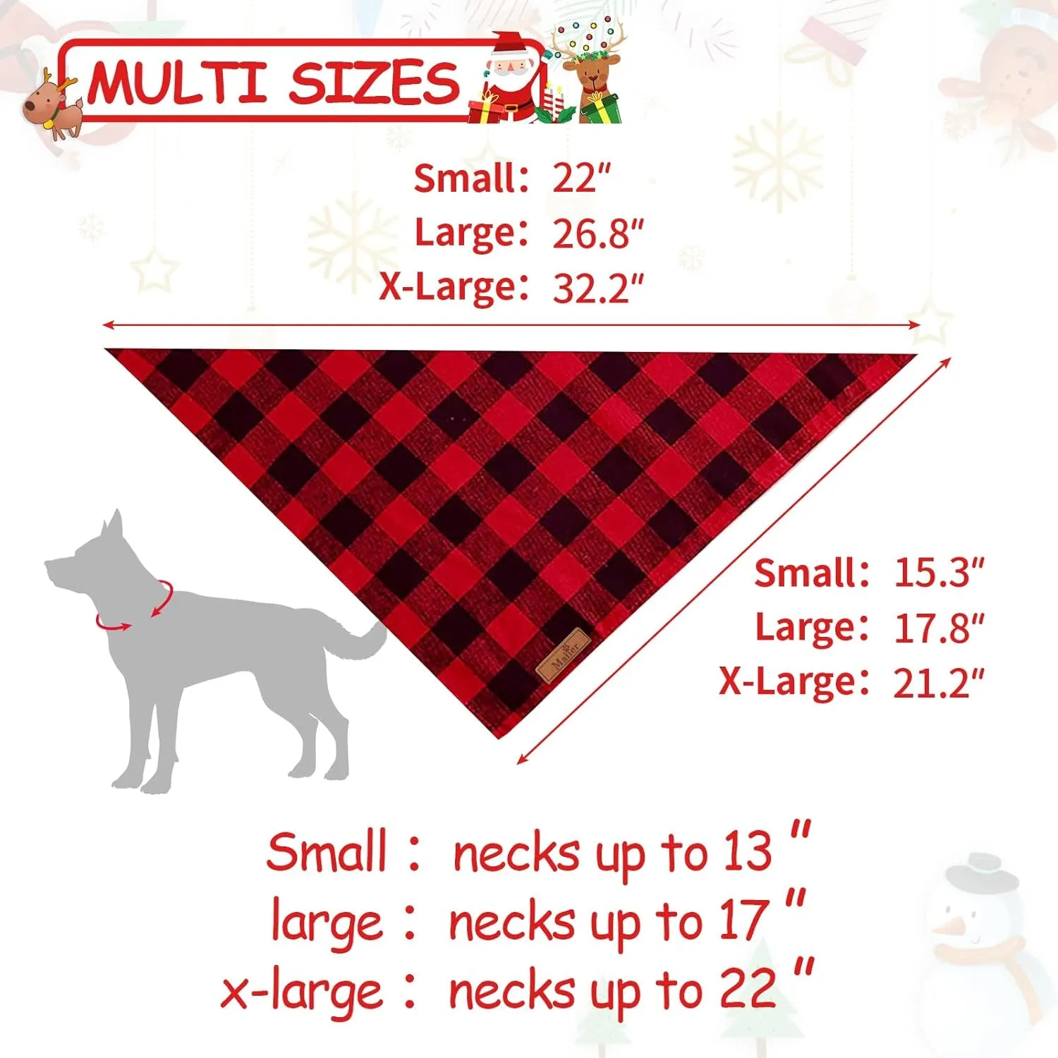 Dog Bandanas 2 Pack Dog Christmas Triangle Bibs
