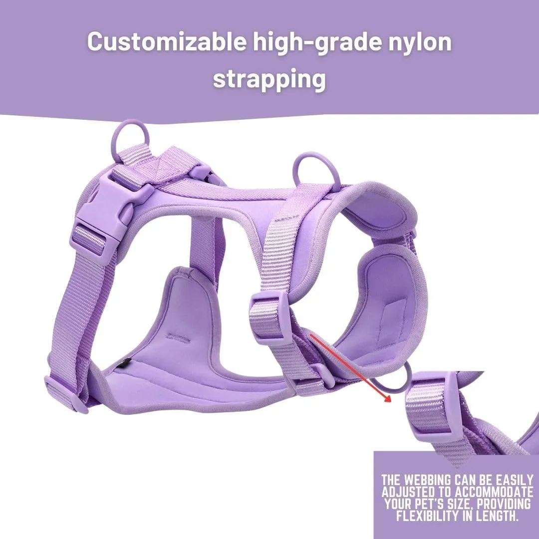 Dog Harness, No-Pull Pet Harness with 3 Leash Clips, Adjustable Soft Padded Dog Vest, Breathable Mesh Cushion for Small Medium Large Dogs (Purple, Small (Neck:12"-16" Chest 16"-20"))
