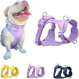 Dog Harness, No-Pull Pet Harness with 3 Leash Clips, Adjustable Soft Padded Dog Vest, Breathable Mesh Cushion for Small Medium Large Dogs (Purple, Small (Neck:12"-16" Chest 16"-20"))