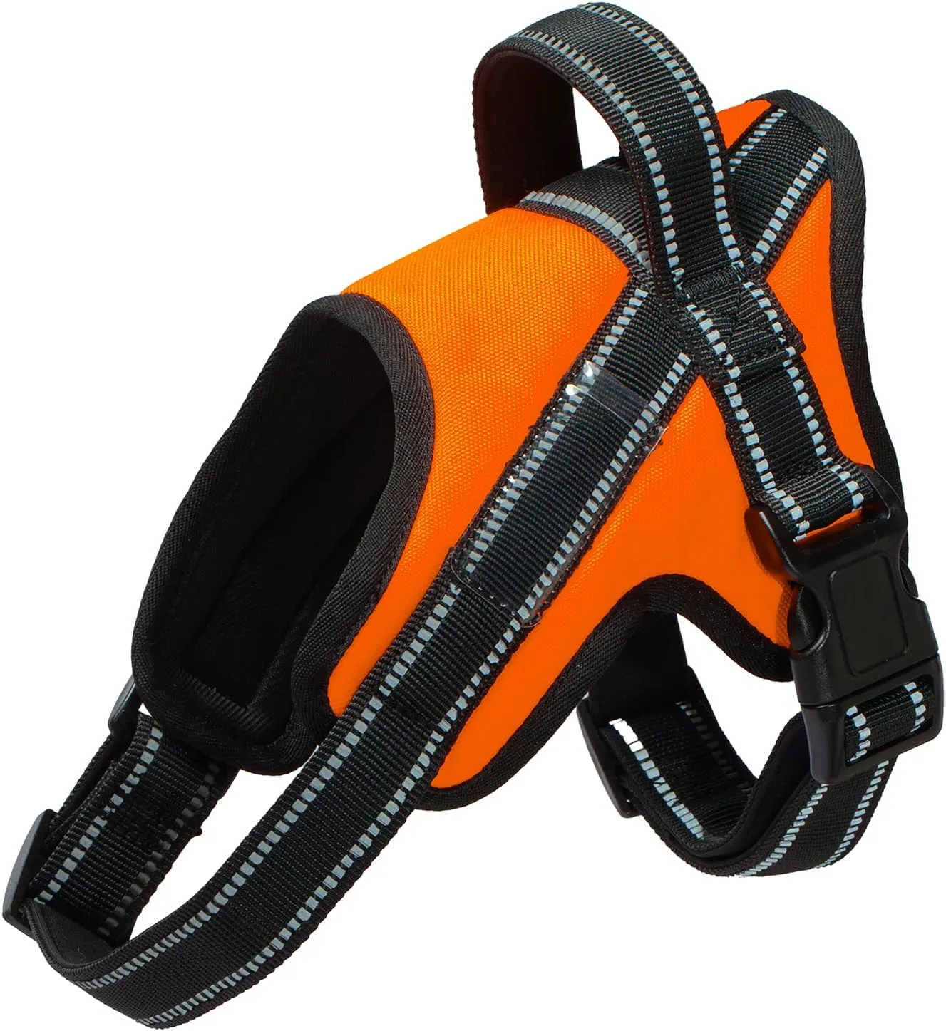 Dog Harness,Pet Vest Name Plate Pocket,No Choke,Reflective,Adjustable and Padded,for Easy Walking and Training for Small,Medium,Large Dogs(Orange,M)