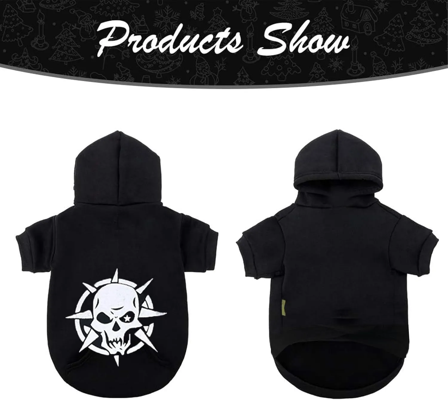 Dog Hoodie Sweatshirt Black Warm Fleece Pet Clothes for Small Dogs, Chihuahua Yorkie Winter Sweater Pullover for Cold Weather