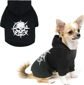 Dog Hoodie Sweatshirt Black Warm Fleece Pet Clothes for Small Dogs, Chihuahua Yorkie Winter Sweater Pullover for Cold Weather