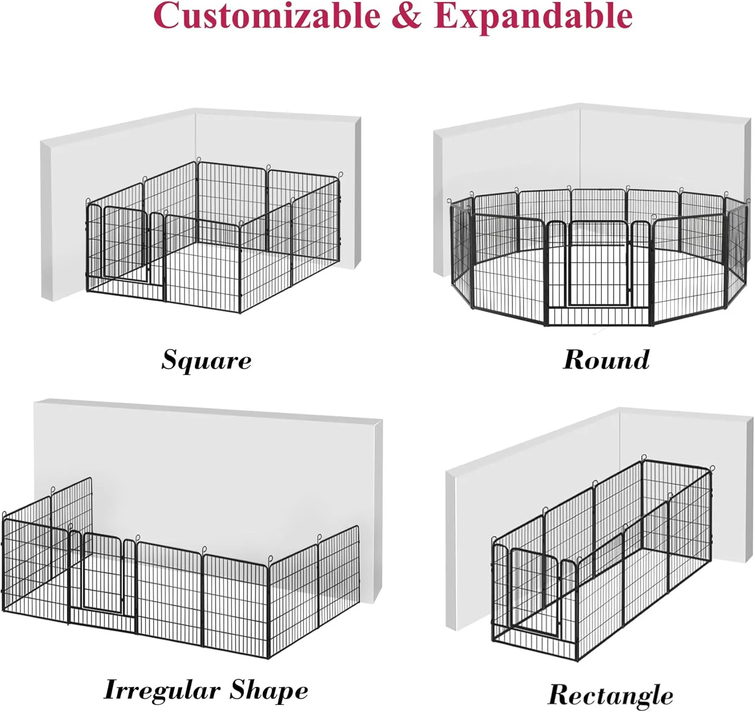 Dog Playpen, 32inch 10 Panels Outdoor Dog Fence Indoor Dog Pen Anti-Rust Pet Puppy Pen Dog Exercise Pen with Lock for Medium Small Dogs, Portable Pet Fence for Yard RV Camping