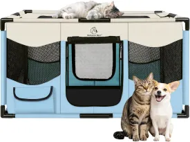 Dog Playpen, Sturdy Puppy Playpens, 32x24x22 Portable Soft Cat Kennel Crate, Indoor & Outdoor Pet Pen with PVC Pipe Frame, Lightweight Cage for Small Animals with Carrying Bag
