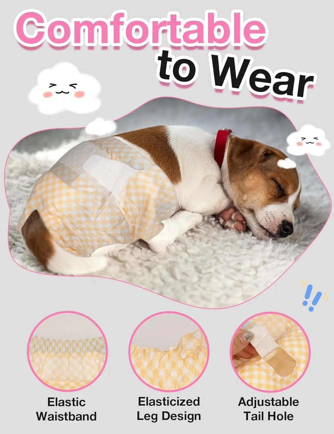 Dono Disposable Dog Diapers Female with Wetness Indicator, Disposable Doggie Diapers for Dogs in Heat, Super Absorbent Leak-Proof Pet Puppy Diapers Female for Peeing Small Medium Large Dogs