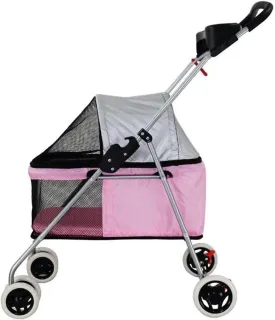 Double Dog Puppy Cat Stroller Travel Pet Stroller Stroller Stroller Pushchair Stroller Swivel Wheels 360 Rotation Front Wheel Max Load 10kg Travel Stroller