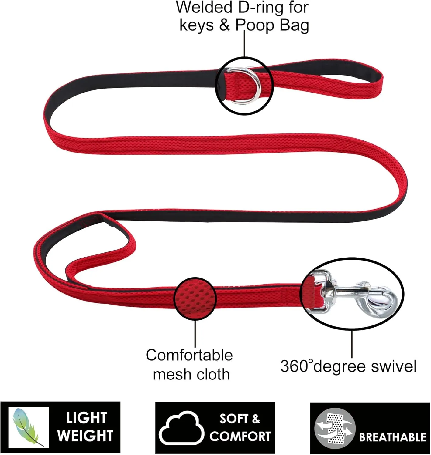 Double Handle Walking/Traffic Air Mesh Leash