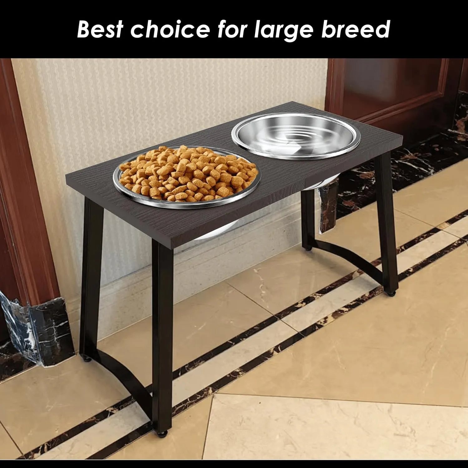 Elevated Dog Bowls for Extra Large Dogs - 2 X-Large Stainless Steel Dog Bowls - 3000ML(100oz), 16.5" Tall Raised Dog Bowl Stand, Food & Water Bowls for Large Breed Dogs