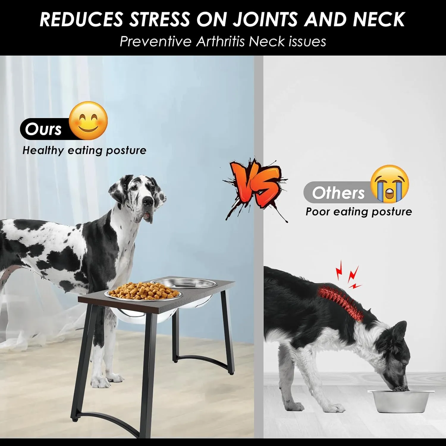 Elevated Dog Bowls for Extra Large Dogs - 2 X-Large Stainless Steel Dog Bowls - 3000ML(100oz), 16.5" Tall Raised Dog Bowl Stand, Food & Water Bowls for Large Breed Dogs