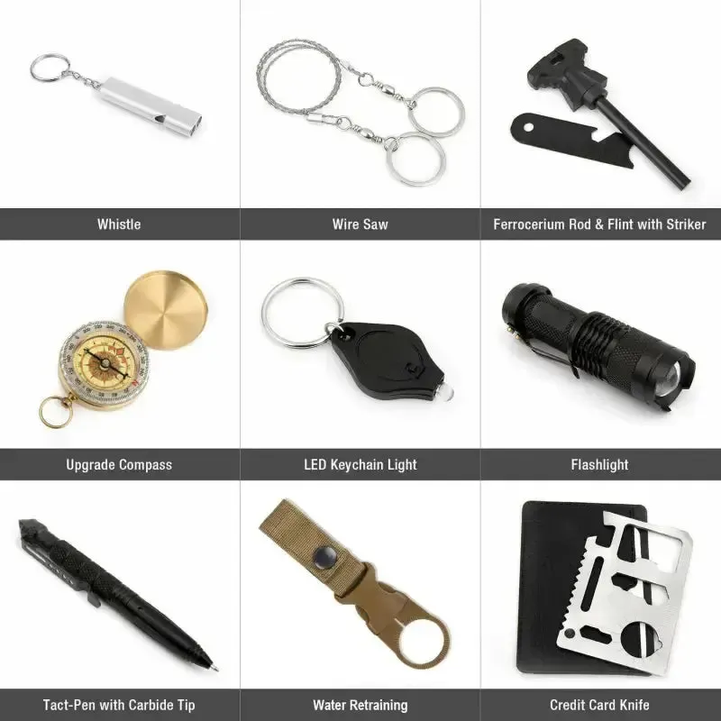Emergency Survival Gear Kit for Outdoor Activities 14 in 1