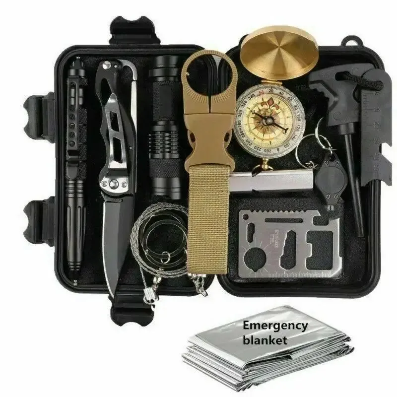 Emergency Survival Gear Kit for Outdoor Activities 14 in 1