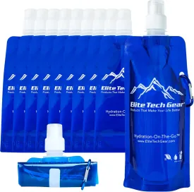 ETG Best Collapsible Water Bottle BPA Free (10-Pack) Gym, Sports, Teams, Hiking, Camping, Biking, Outdoors, Beach, Traveling, Yoga & More, Lightweight, Foldable, Reusable, 16.9oz Hydration-On-The-Go