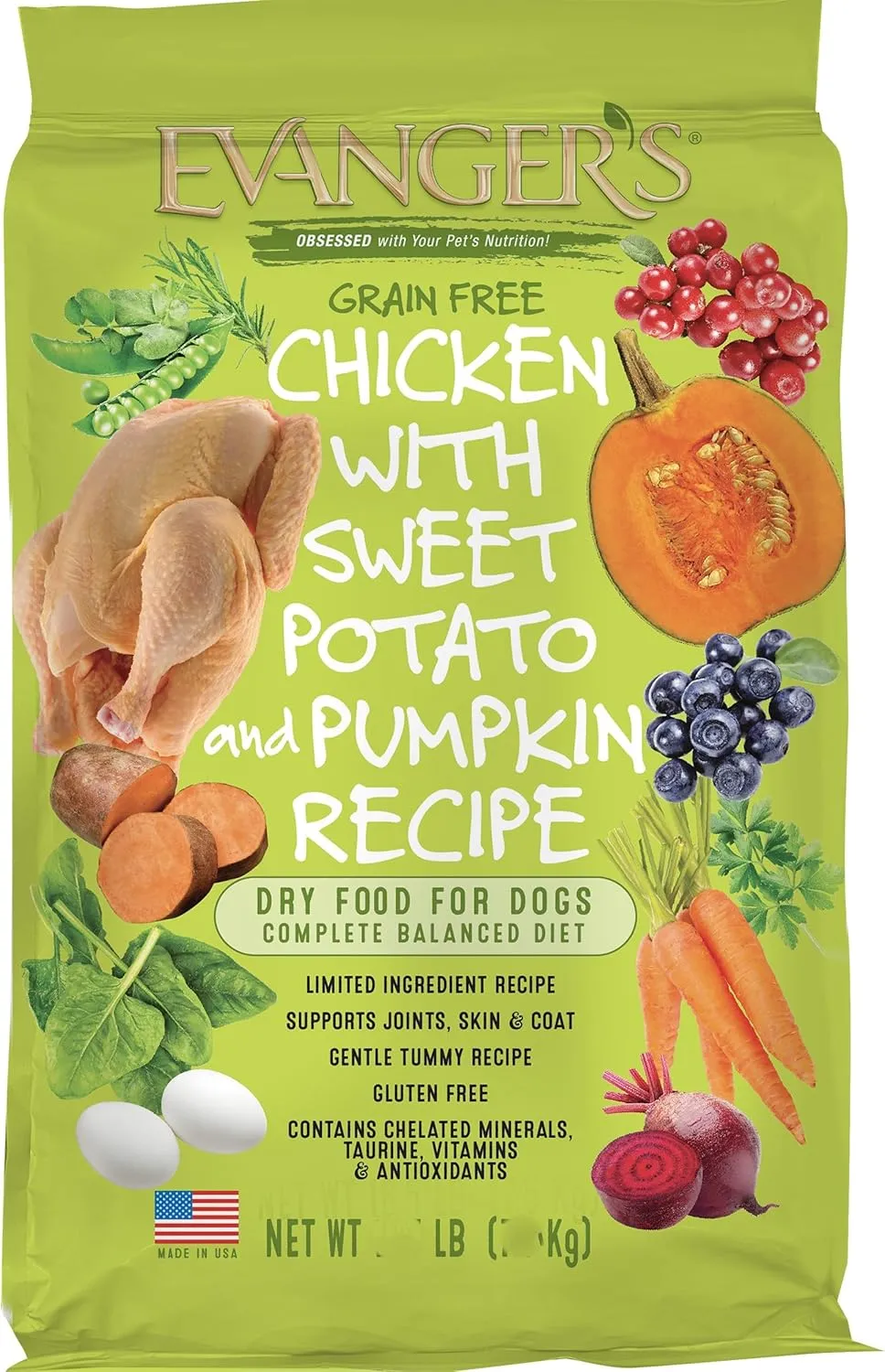 Evanger's Grain-Free Chicken with Sweet Potato & Pumpkin Dry Dog Food, 4.4 lb Bag