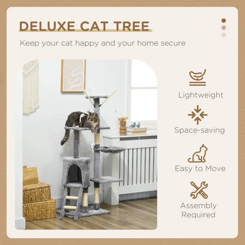 Grey Cat Climbing Tower Scratching Post 135cm