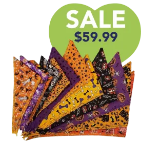 Halloween Bandanas - 60 Assorted Sizes and Patterns by Bandanas Unlimited