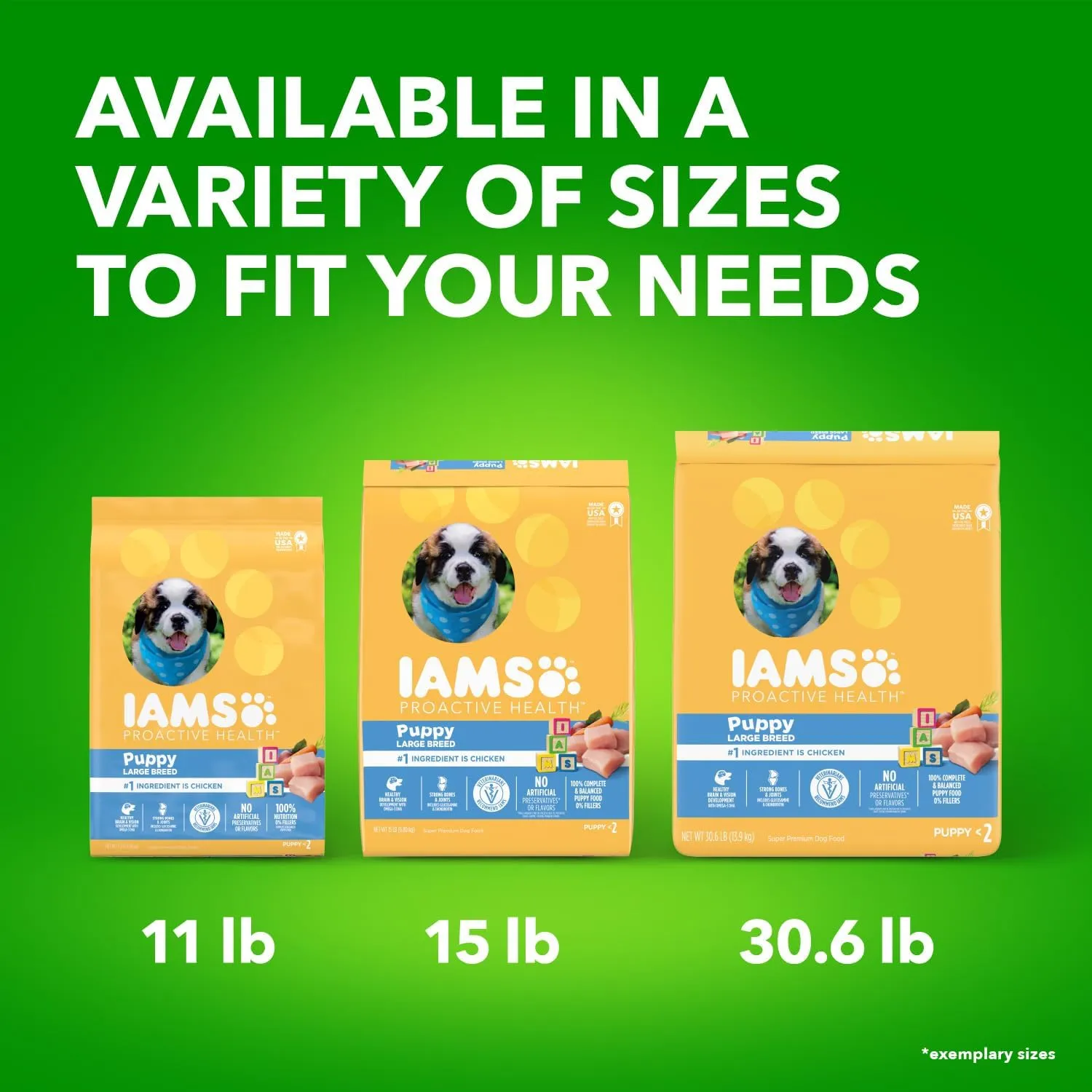 IAMS Proactive Health Smart Puppy Large Breed Dog Food Dry with Real Chicken, 30.6 lb. Bag